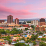 Albuquerque, New Mexico, USA downtown cityscape at twilight.