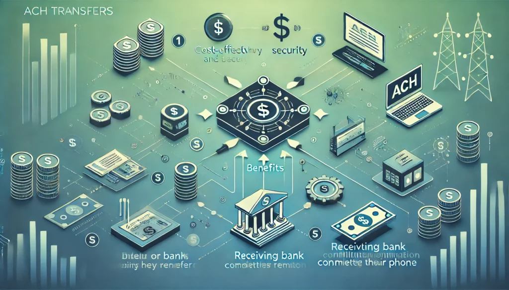 a modern and clean infographic about ACH transfer