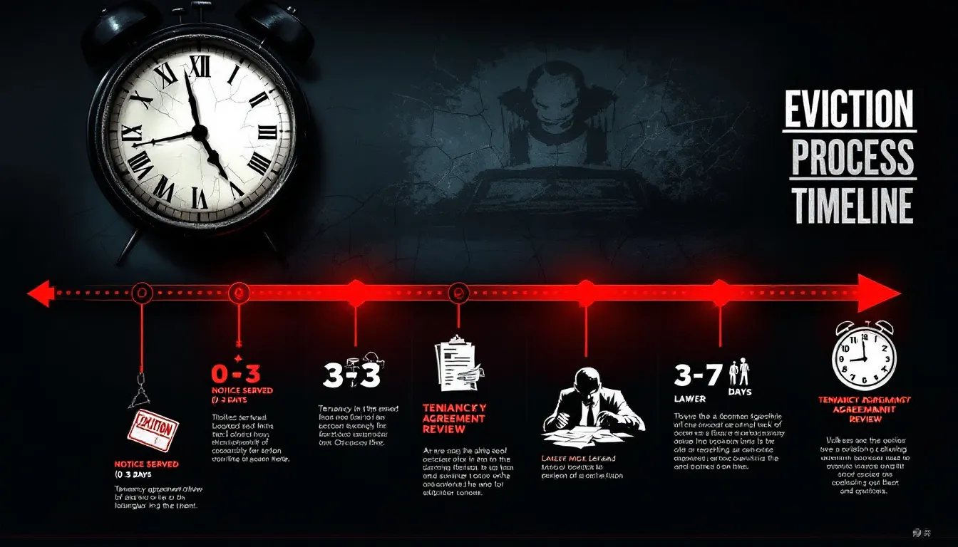 A timeline illustrating the eviction process, highlighting key steps and durations.