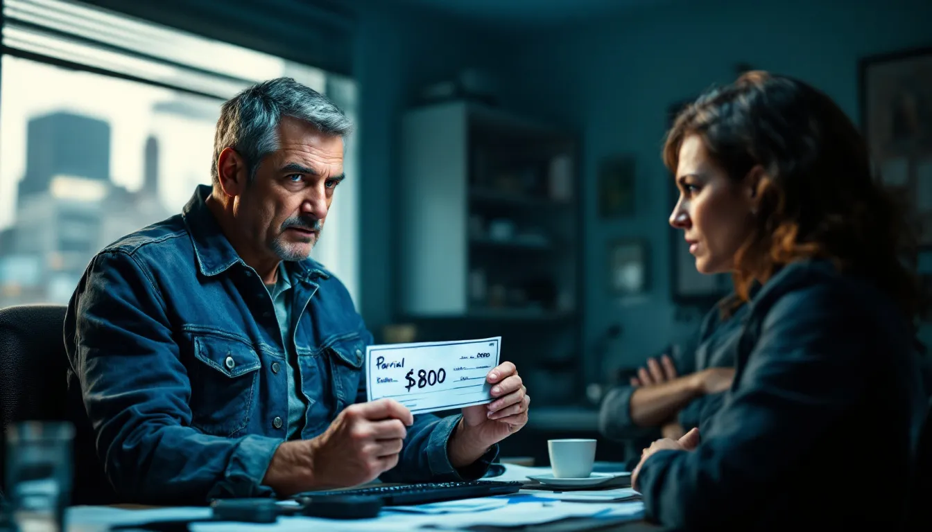 A tenant making a partial rent payment at a rental office.